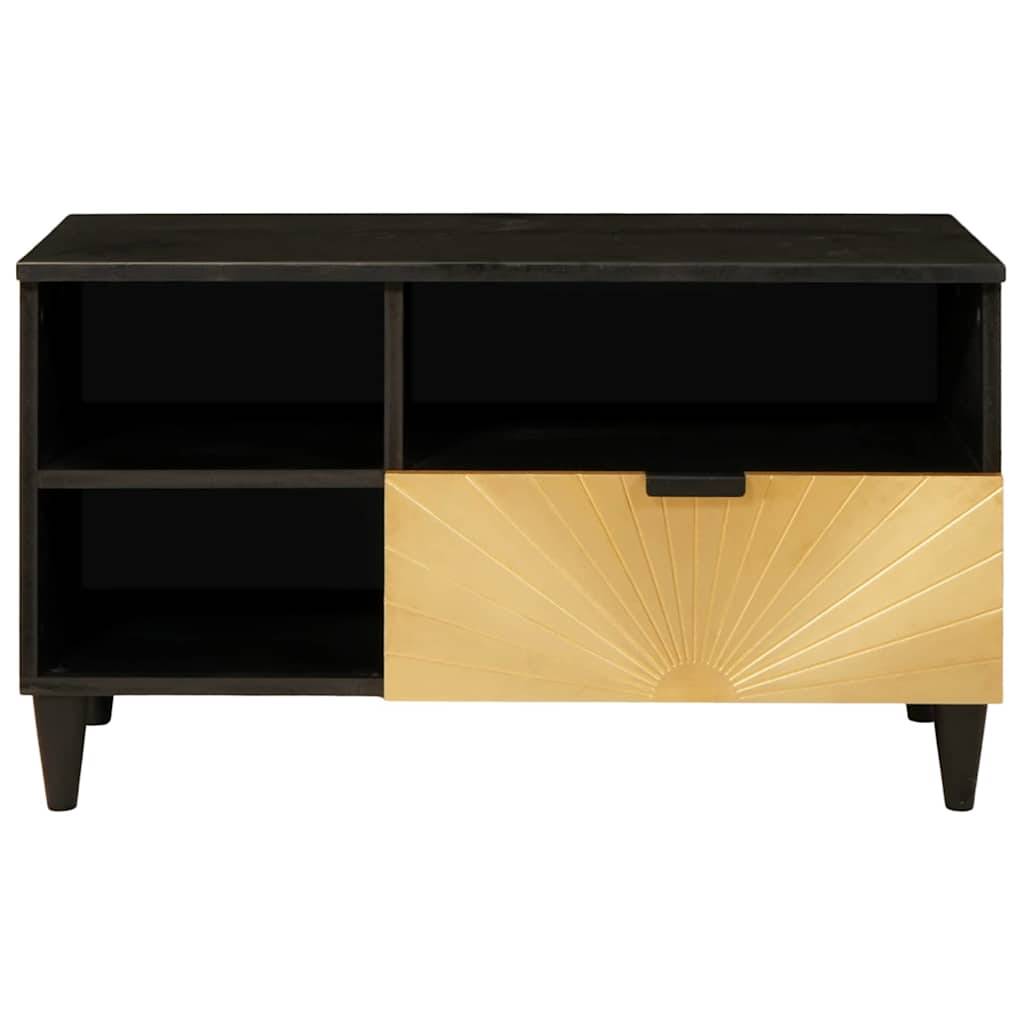 TV-skab med skuffe Sort og Guld 80 x 33 x 46 cm Konstrueret træ