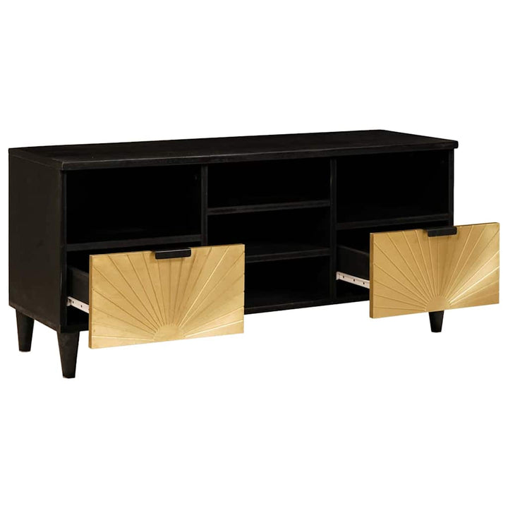 TV-skab med hylde Sort og Guld 100 x 33 x 46 cm Konstrueret træ