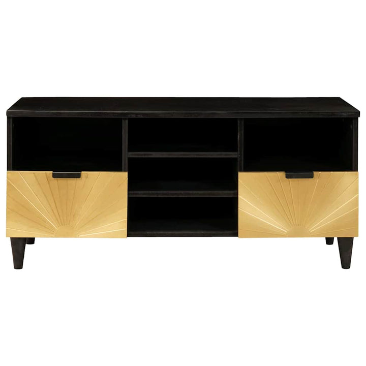 TV-skab med hylde Sort og Guld 100 x 33 x 46 cm Konstrueret træ