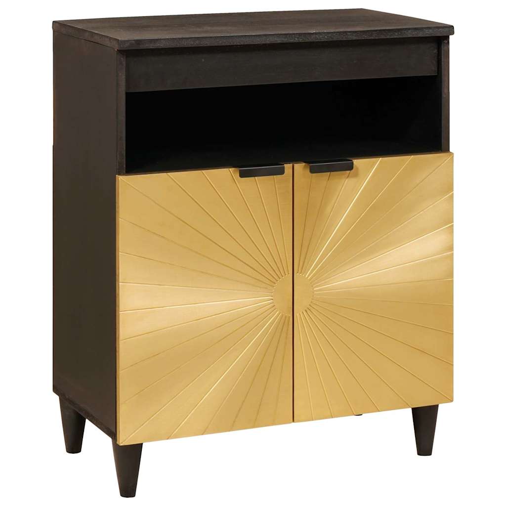 Sideboard Sort og Guld 60 x 33 x 75 cm Massivt mangotræ