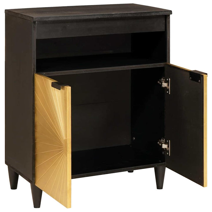 Sideboard Sort og Guld 60 x 33 x 75 cm Massivt mangotræ