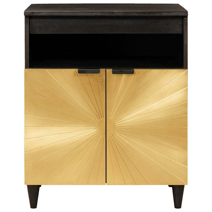 Sideboard Sort og Guld 60 x 33 x 75 cm Massivt mangotræ