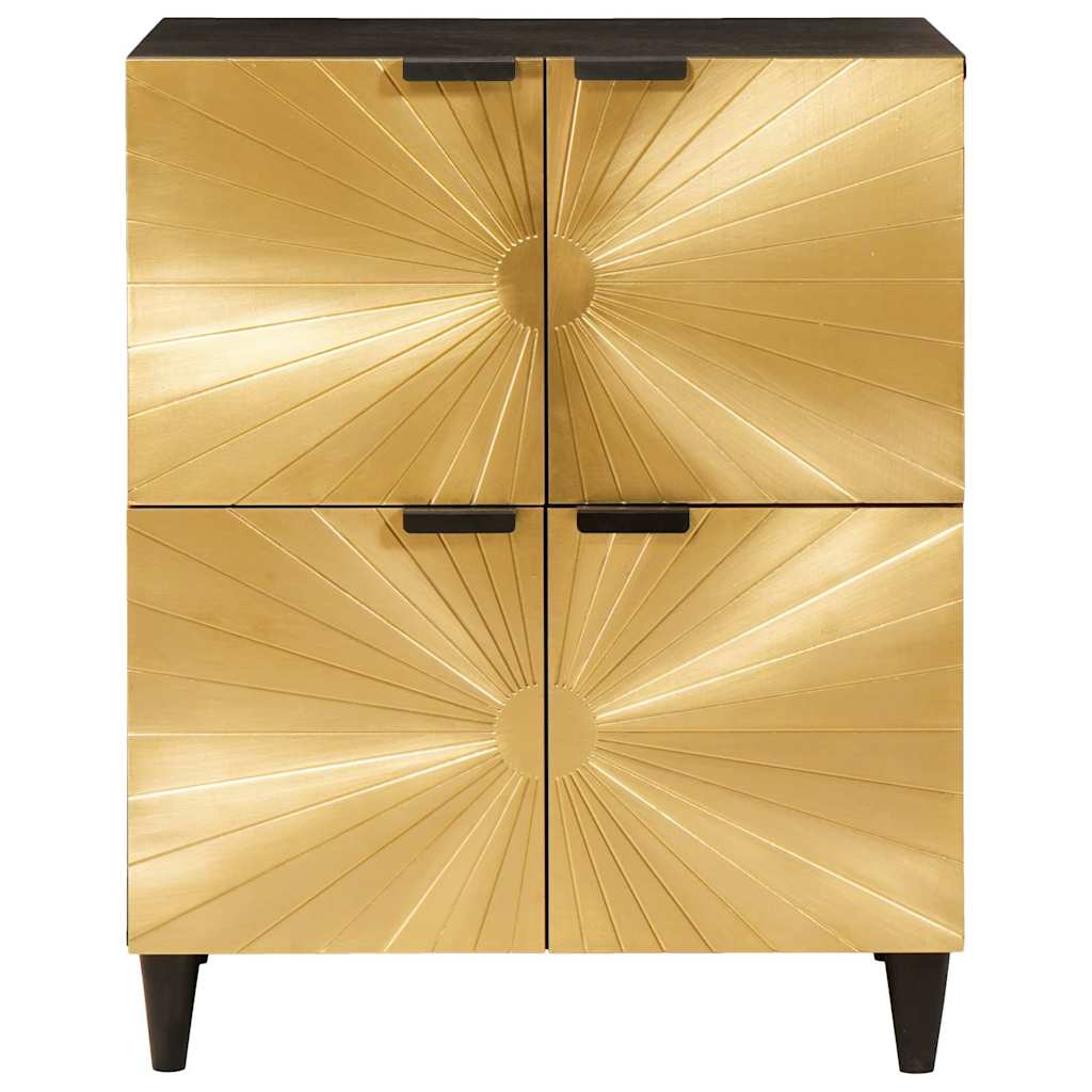 Sideskab Sort og Guld 60 x 33,5 x 75 cm Massivt mangotræ