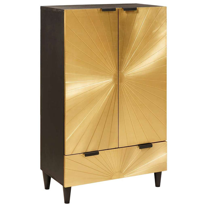 Sideskab Sort og Guld 60 x 33,5 x 100 cm Massivt mangotræ