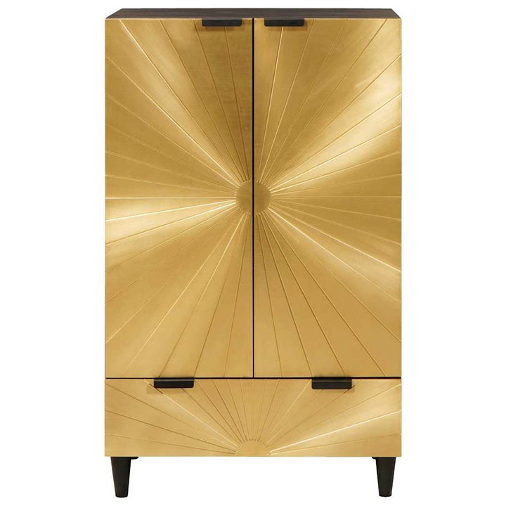 Sideskab Sort og Guld 60 x 33,5 x 100 cm Massivt mangotræ
