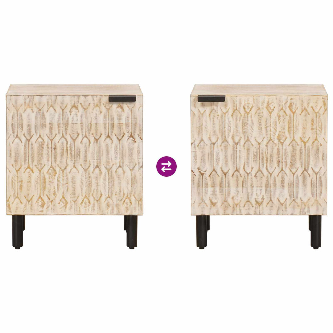 Natskab 2 pcs Hvid 40 x 33 x 46 cm Massivt mangotræ