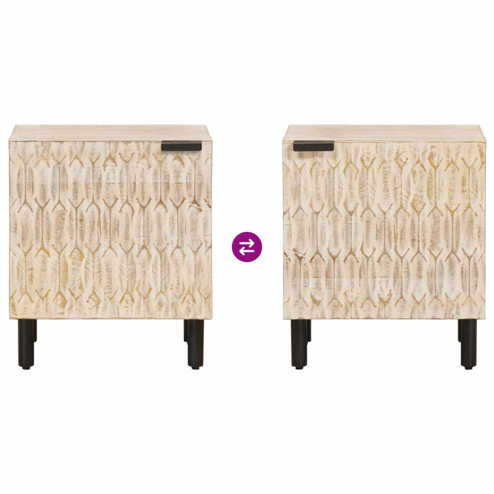 Natskab 2 pcs Hvid 40 x 33 x 46 cm Massivt mangotræ