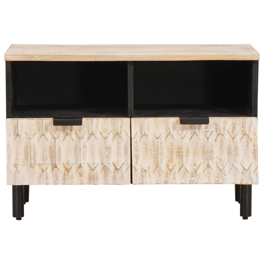 TV-skab Hvid Vask Finish 70 x 33 x 46 cm Massivt mangotræ