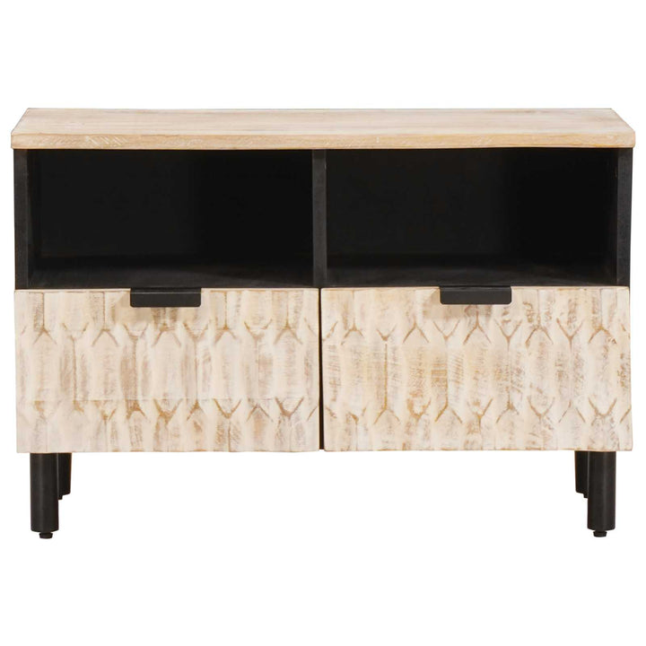 TV-skab Hvid Vask Finish 70 x 33 x 46 cm Massivt mangotræ