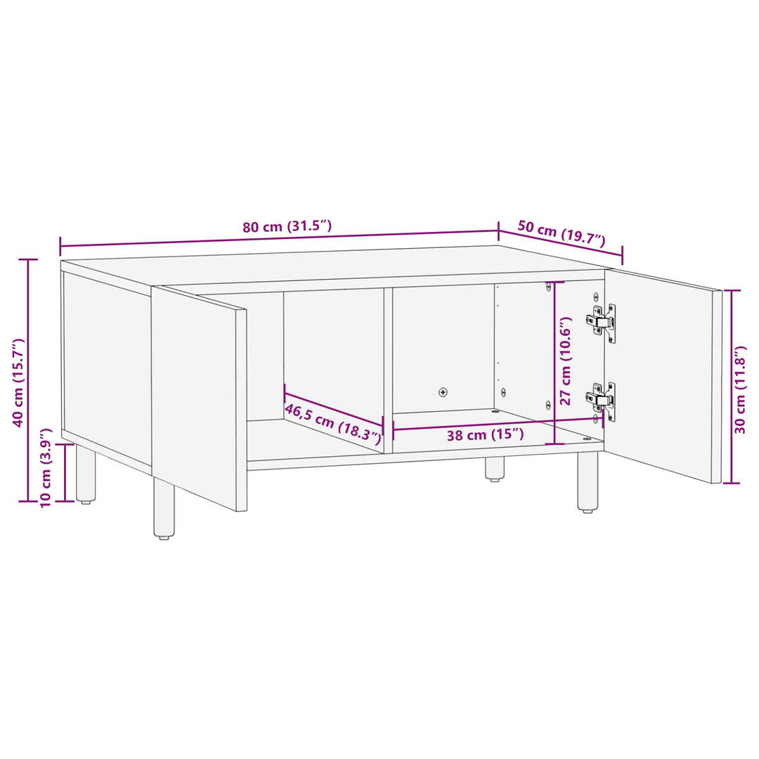 Sofabord Hvid 80 x 50 x 40 cm Massivt mangotræ