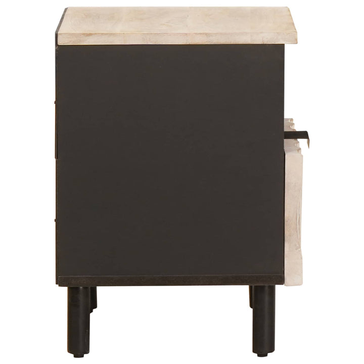 Natskab med skuffe 2 pcs Hvid 40 x 33 x 46 cm Massivt mangotræ