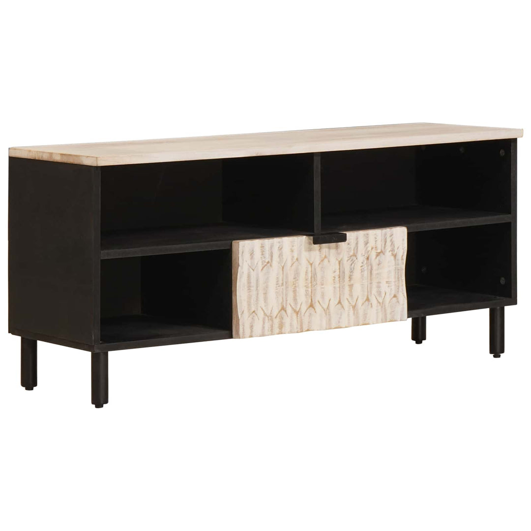 TV-skab Hvid Vask Finish 100 x 33 x 46 cm Massivt mangotræ