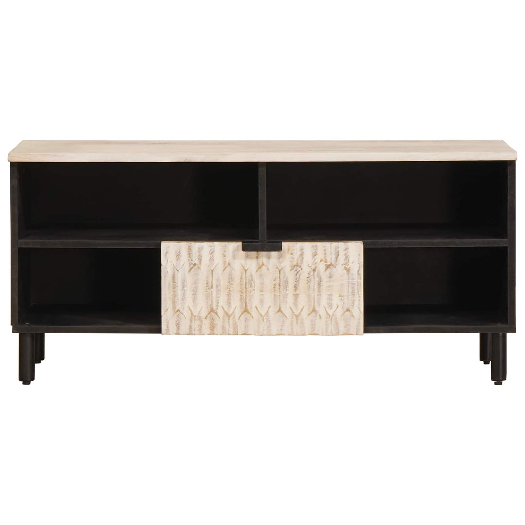 TV-skab Hvid Vask Finish 100 x 33 x 46 cm Massivt mangotræ