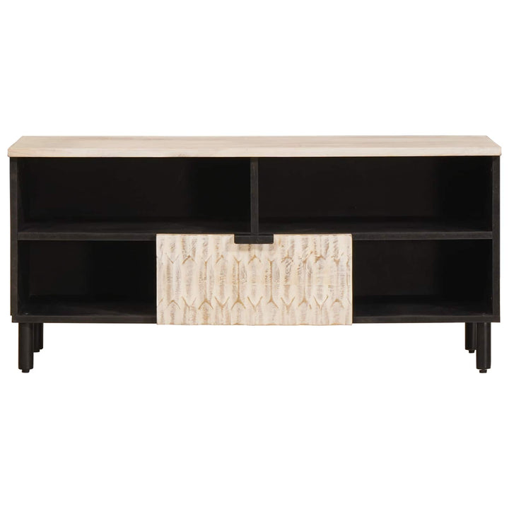TV-skab Hvid Vask Finish 100 x 33 x 46 cm Massivt mangotræ