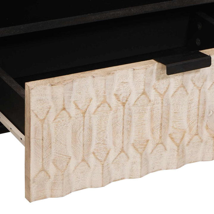 TV-skab Hvid Vask Finish 80 x 33 x 46 cm Massivt mangotræ
