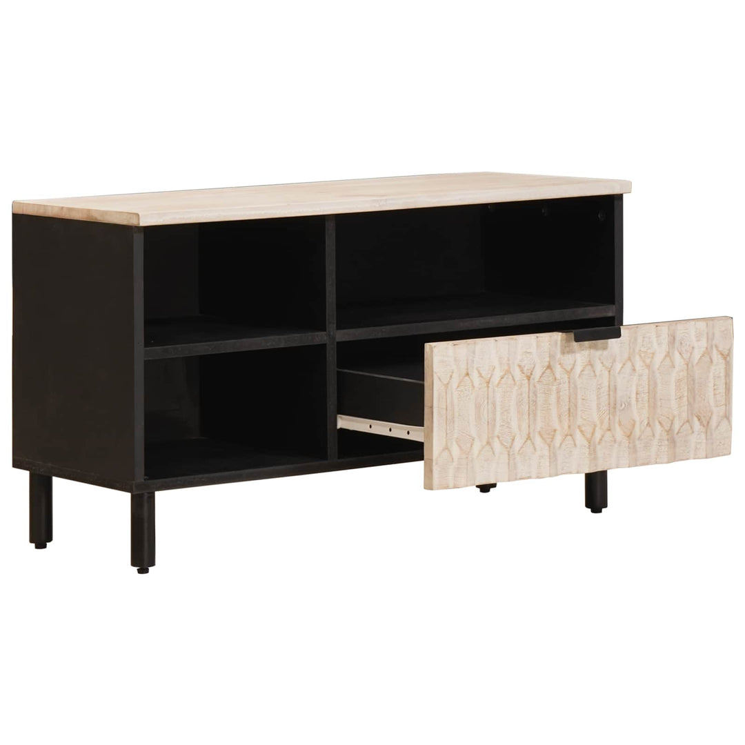 TV-skab Hvid Vask Finish 80 x 33 x 46 cm Massivt mangotræ