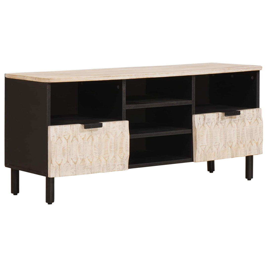TV-skab Hvid Vask Finish 100 x 33 x 46 cm Massivt mangotræ
