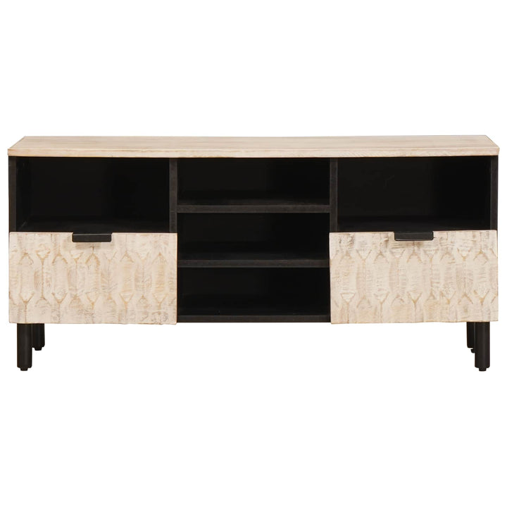 TV-skab Hvid Vask Finish 100 x 33 x 46 cm Massivt mangotræ