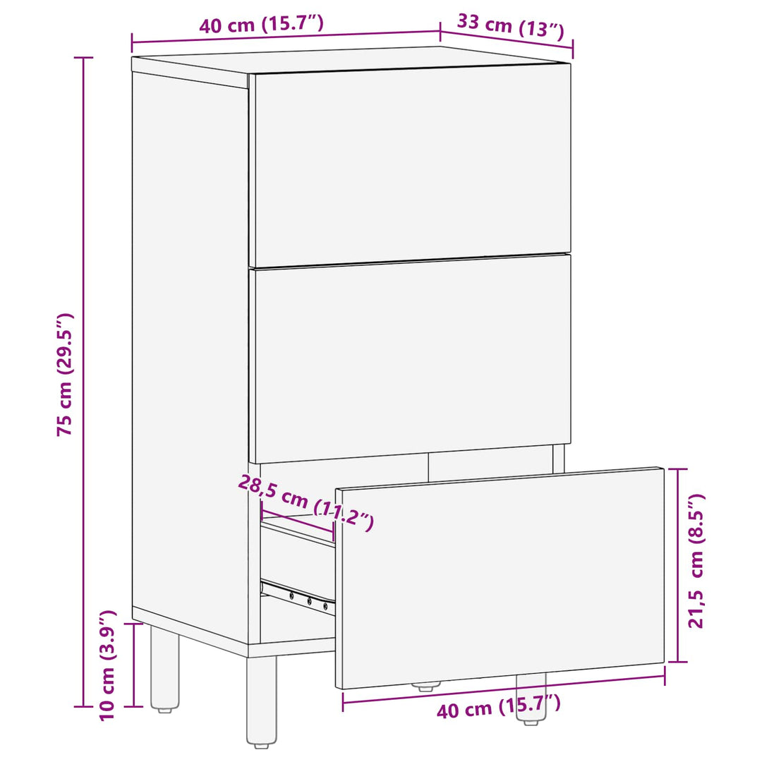 Sideboard Hvid Vask Finish 40 x 33 x 75 cm Massivt mangotræ