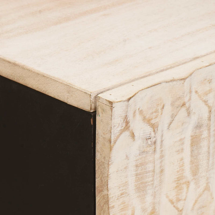 Sideboard Hvid Vask Finish 80 x 33 x 75 cm Massivt mangotræ