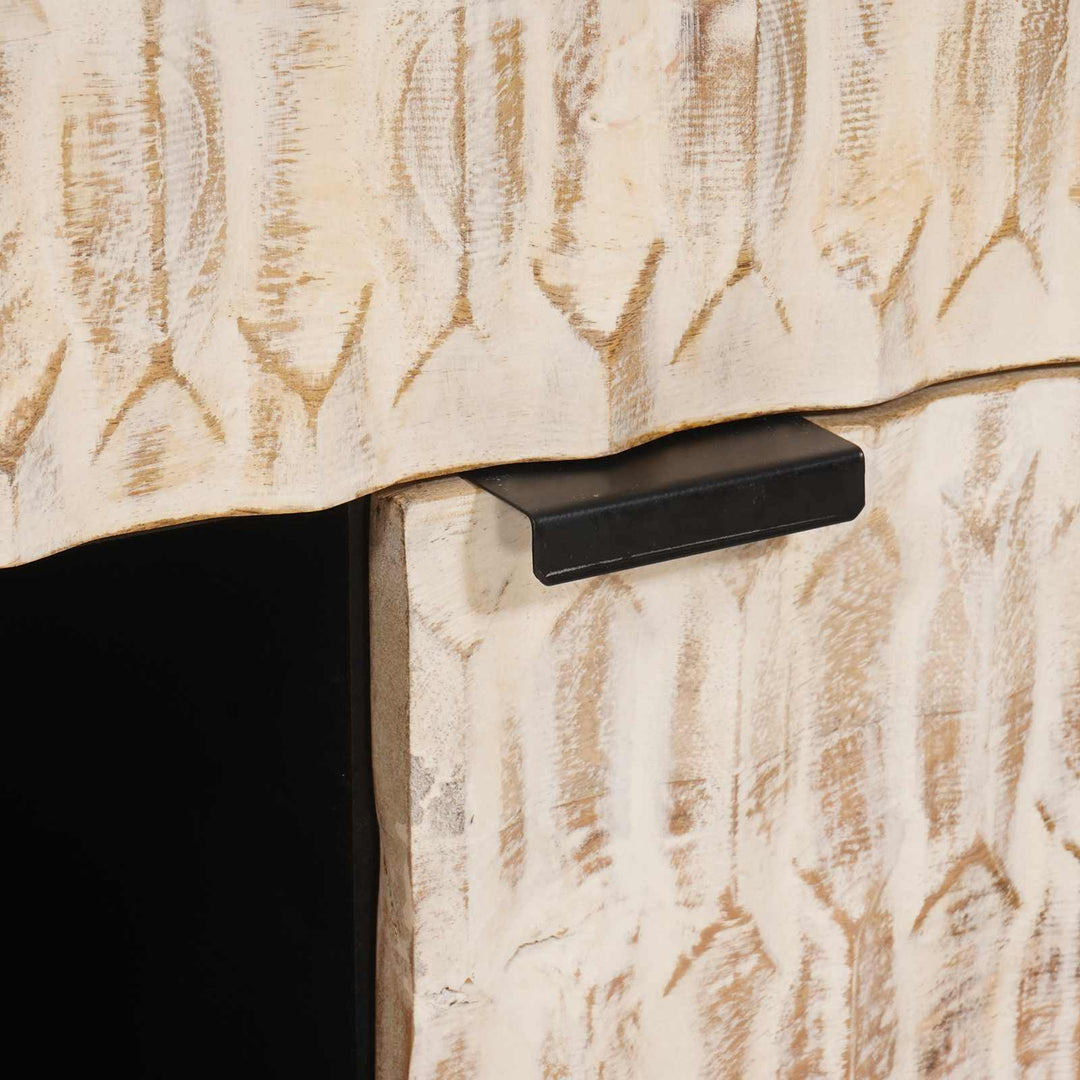 Sideboard Hvid Vask Finish 80 x 33 x 75 cm Massivt mangotræ