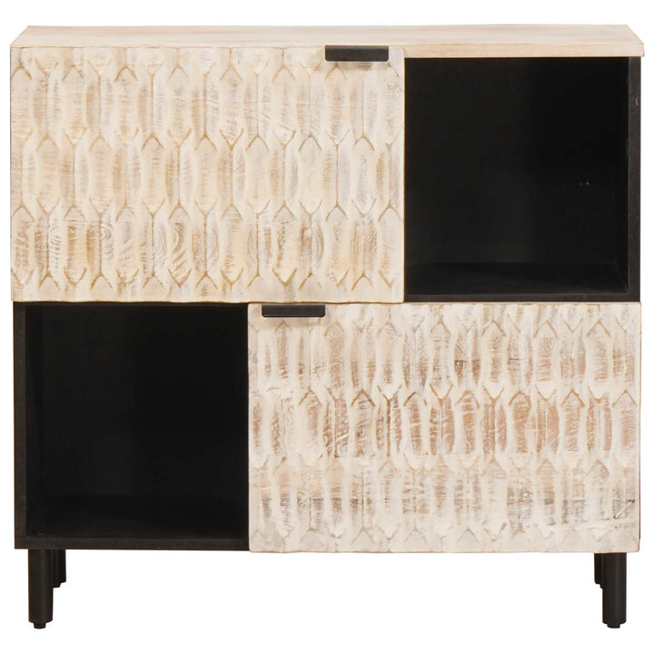 Sideboard Hvid Vask Finish 80 x 33 x 75 cm Massivt mangotræ
