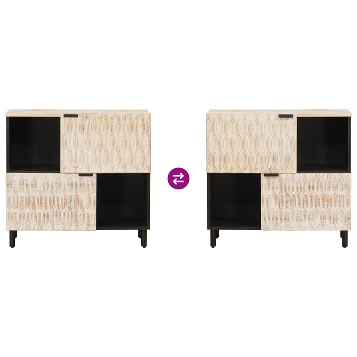 Sideboard Hvid Vask Finish 80 x 33 x 75 cm Massivt mangotræ
