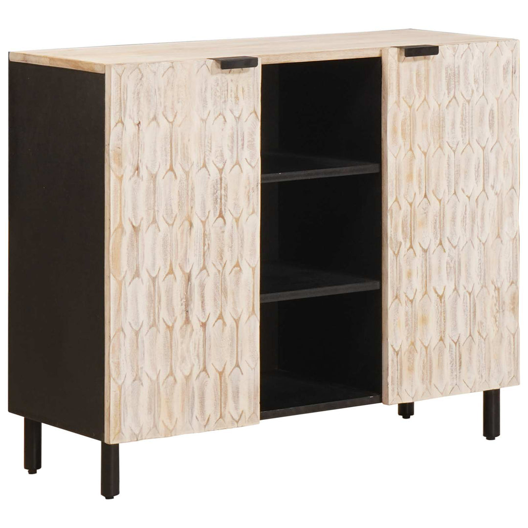 Sideboard Hvid Vask Finish 90 x 33 x 75 cm Massivt mangotræ
