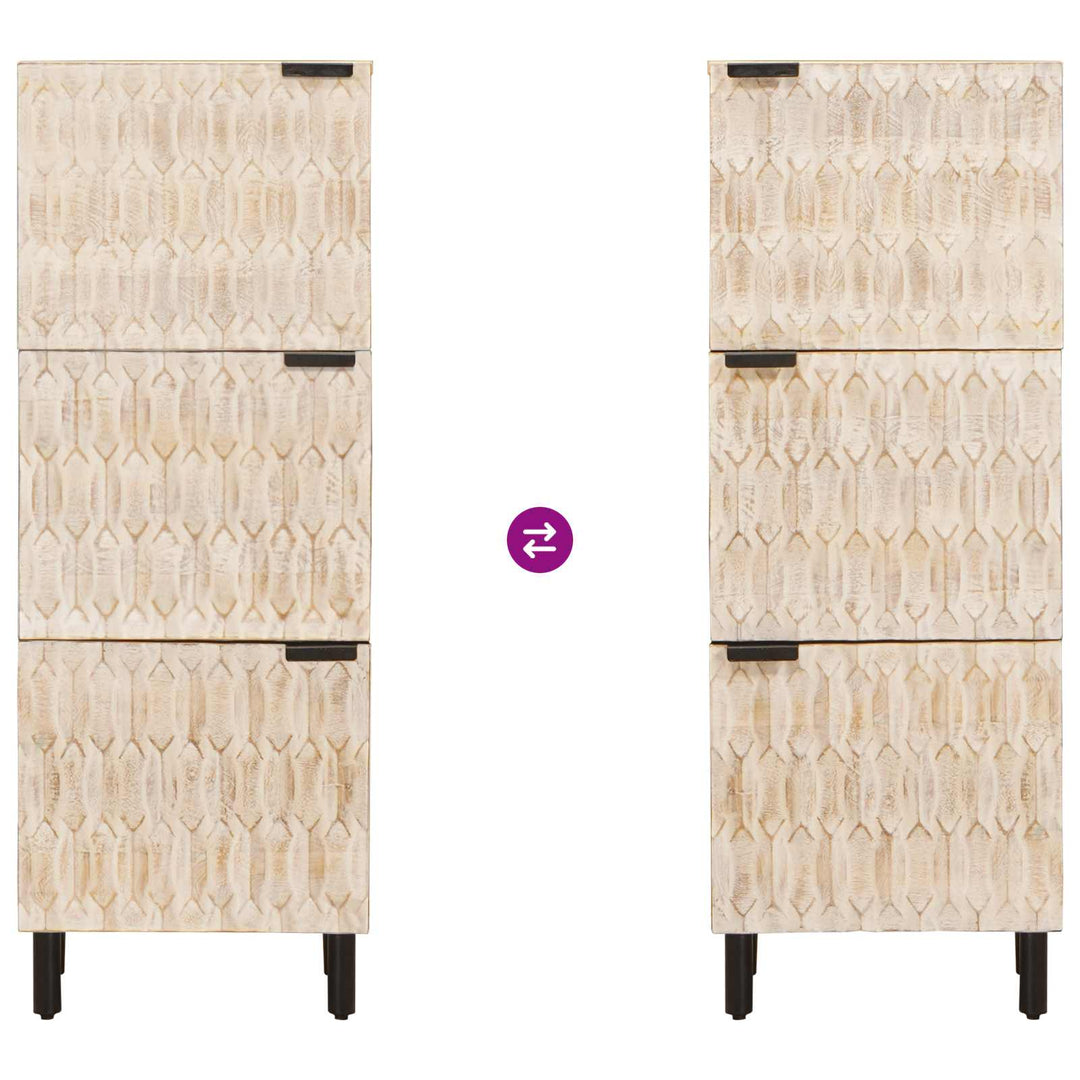 Highboard Hvid Vask Finish 40 x 33 x 110 cm Massivt mangotræ