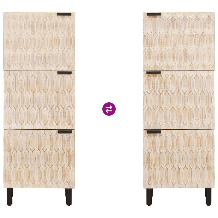 Highboard Hvid Vask Finish 40 x 33 x 110 cm Massivt mangotræ