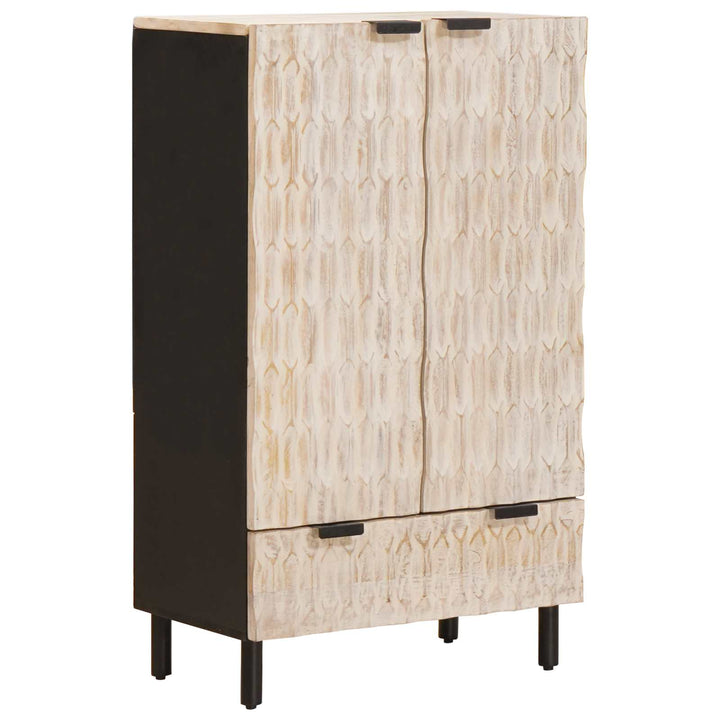 Highboard Hvid Vask Finish 60 x 33 x 100 cm Massivt mangotræ