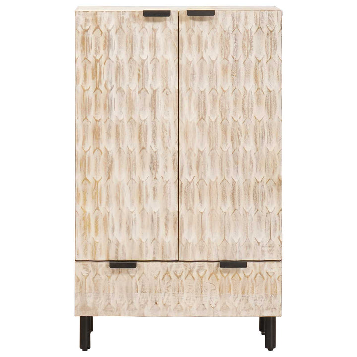 Highboard Hvid Vask Finish 60 x 33 x 100 cm Massivt mangotræ