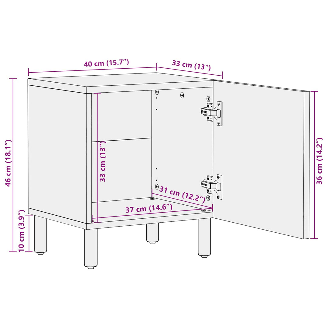 Natskab 2 pcs Brun 40 x 33 x 46 cm Massivt mangotræ