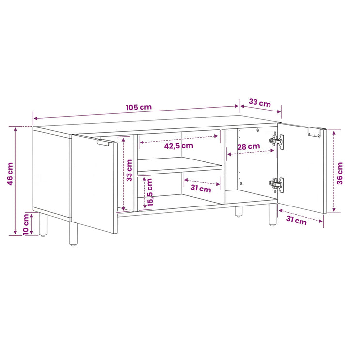 TV-skab Acacia Brun Finish 105 x 33 x 46 cm Massivt mangotræ