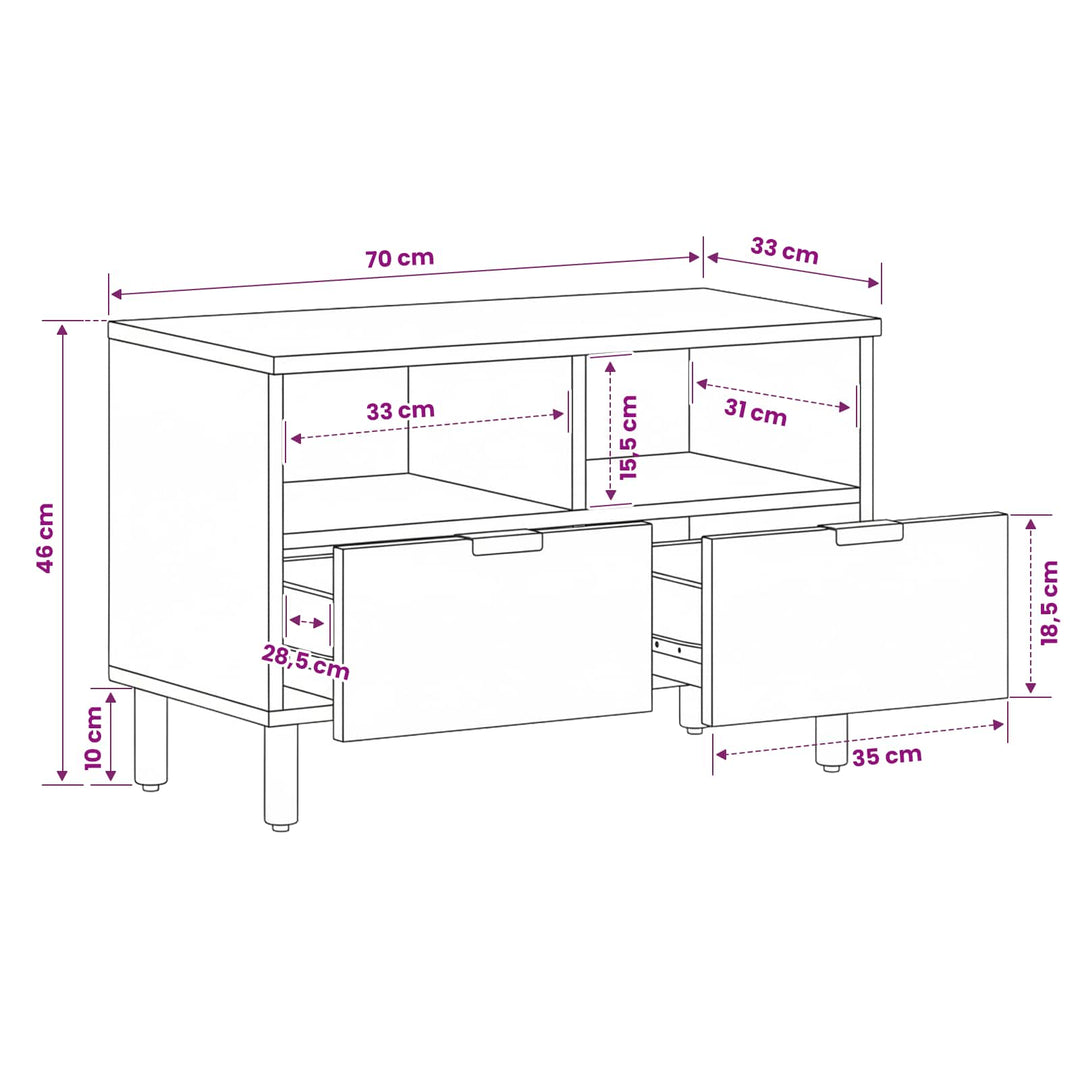 TV-skab Acacia Brun Finish 70 x 33 x 46 cm Massivt mangotræ