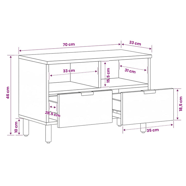 TV-skab Acacia Brun Finish 70 x 33 x 46 cm Massivt mangotræ