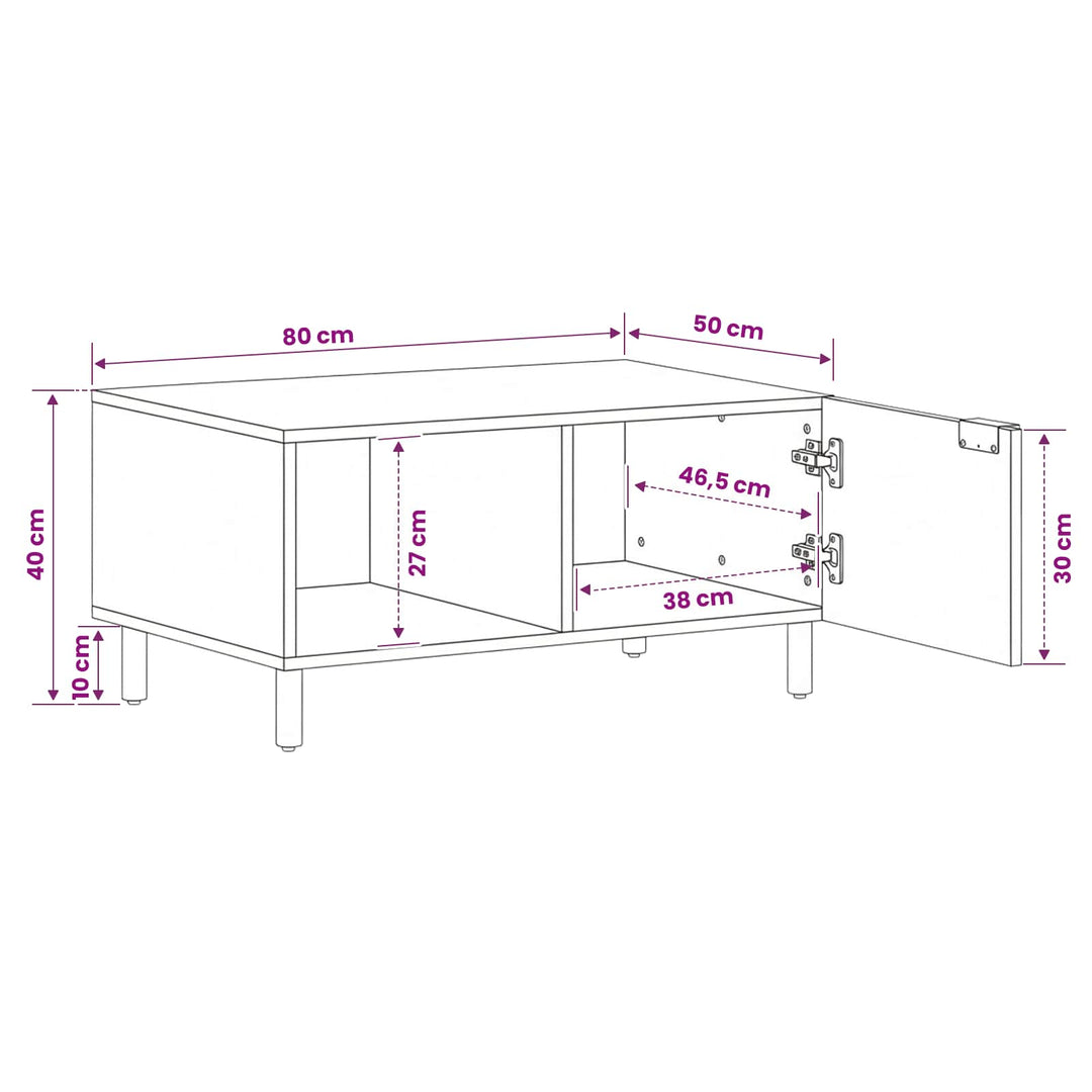 Sofabord Brun 80 x 50 x 40 cm Massivt mangotræ