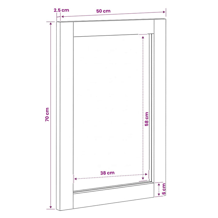 Badeværelsesspejl Acacia Brun Finish 50 x 70 x 2,5 cm