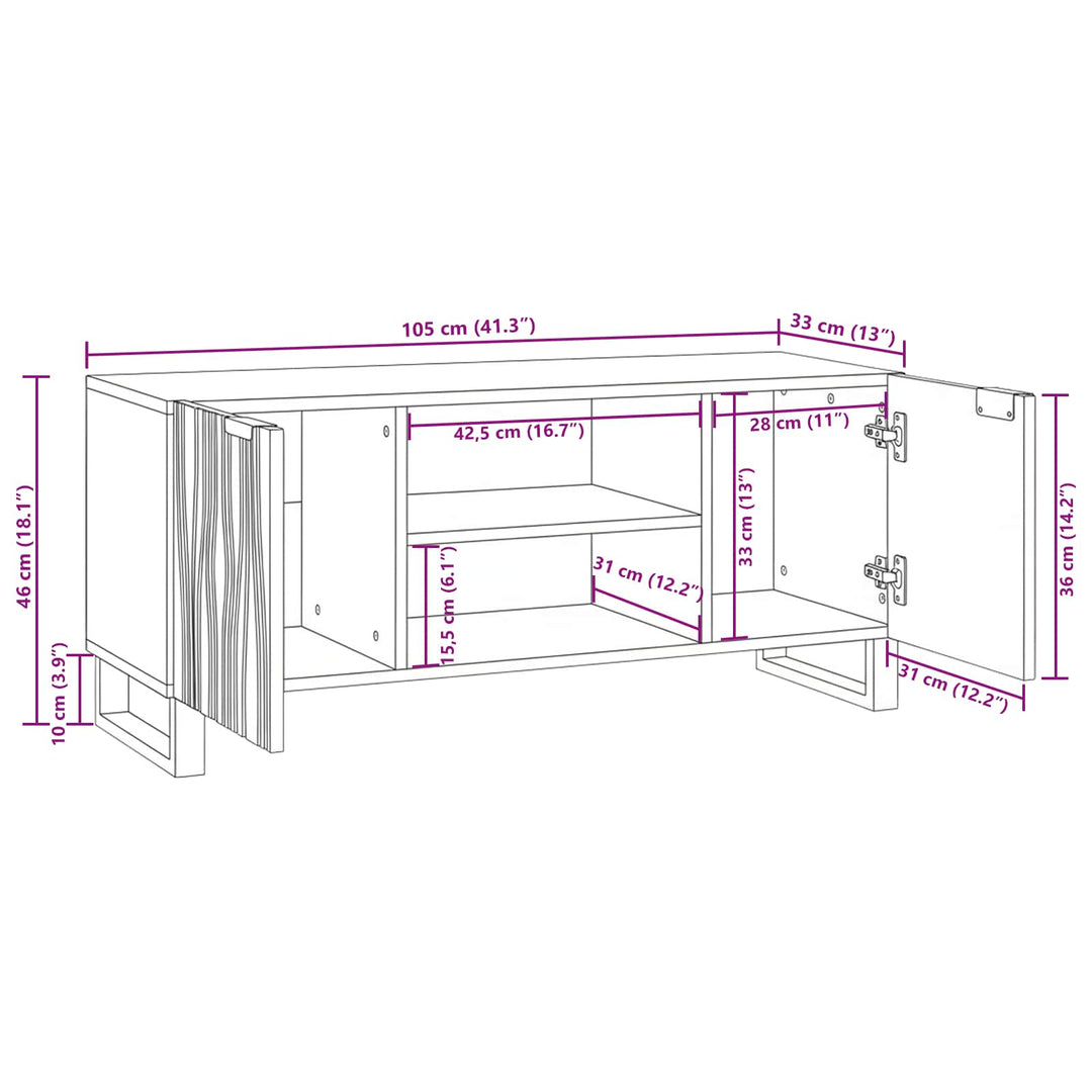 TV Enheder Brun 105 x 33 x 46 cm Konstrueret træ
