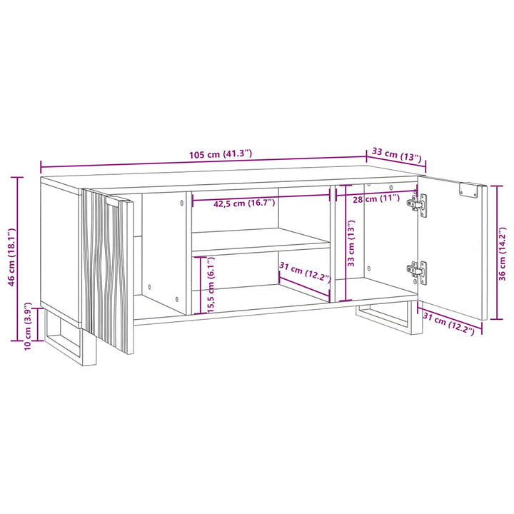 TV Enheder Brun 105 x 33 x 46 cm Konstrueret træ