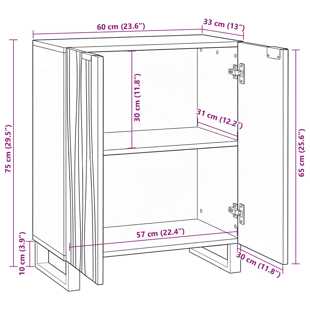 Sideboard Naturfarvet 60 x 33,5 x 75 cm Massivt mangotræ