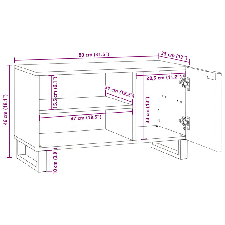 TV Enheder Brun 80 x 33 x 46 cm Konstrueret træ