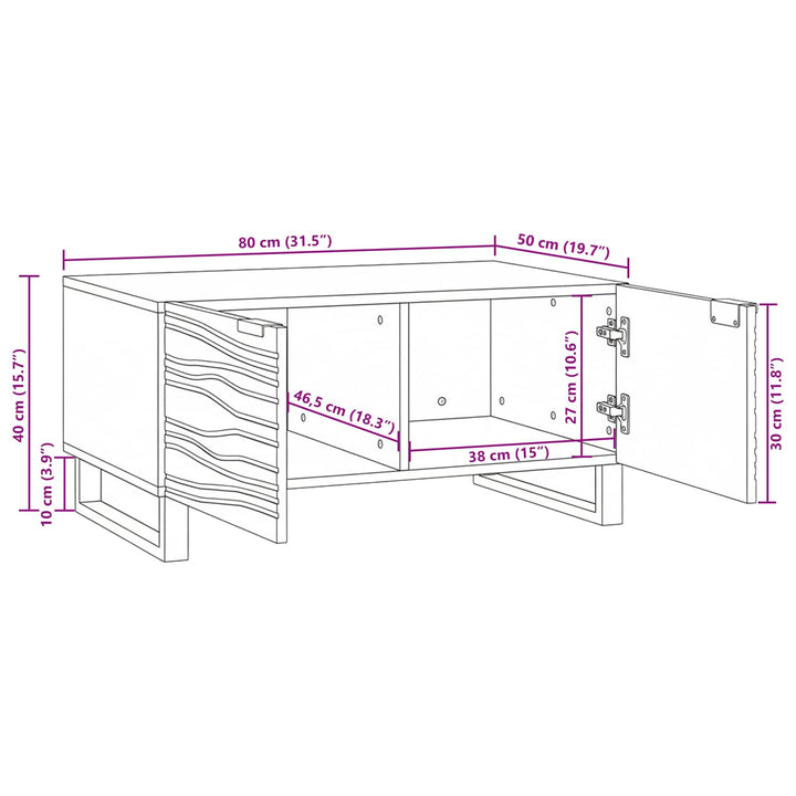 Sofabord Hvid 80 x 50 x 40 cm Konstrueret træ