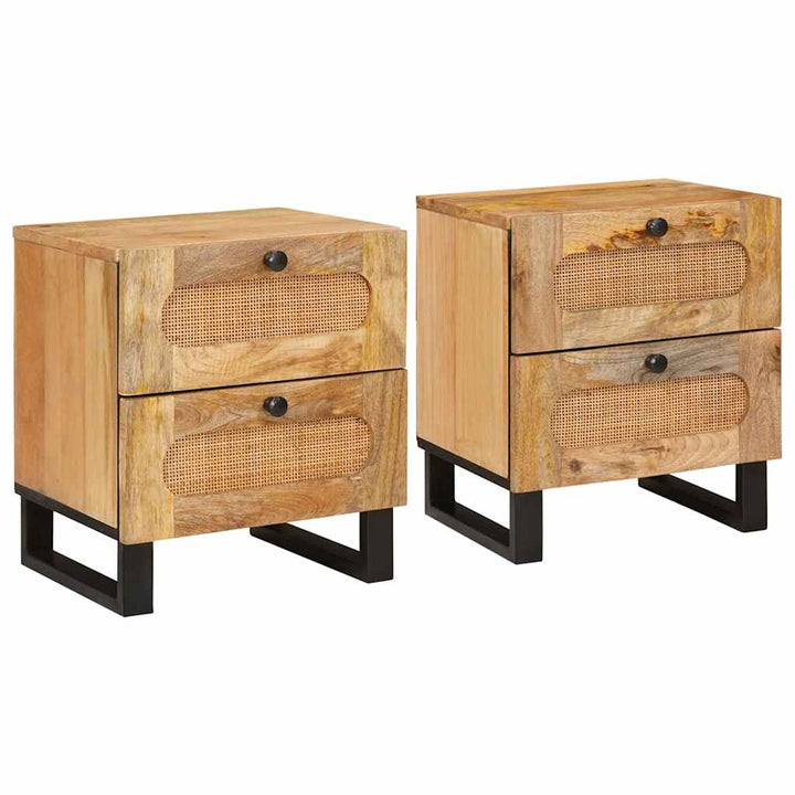 Natskab 2 pcs Naturfarvet 40 x 33 x 46 cm Massivt mangotræ