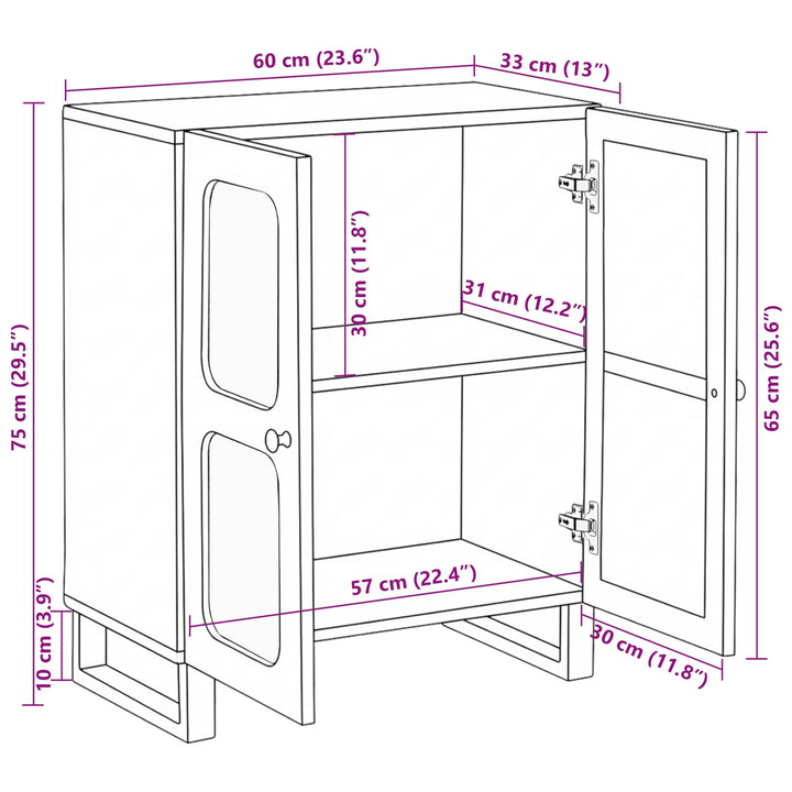 Sideboard Brun 60 x 33 x 75 cm Massivt mangotræ