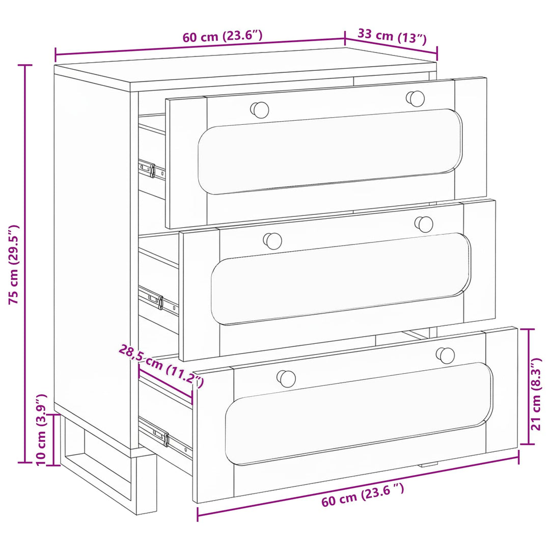 Sideboard Brun 60 x 33 x 75 cm Massivt mangotræ