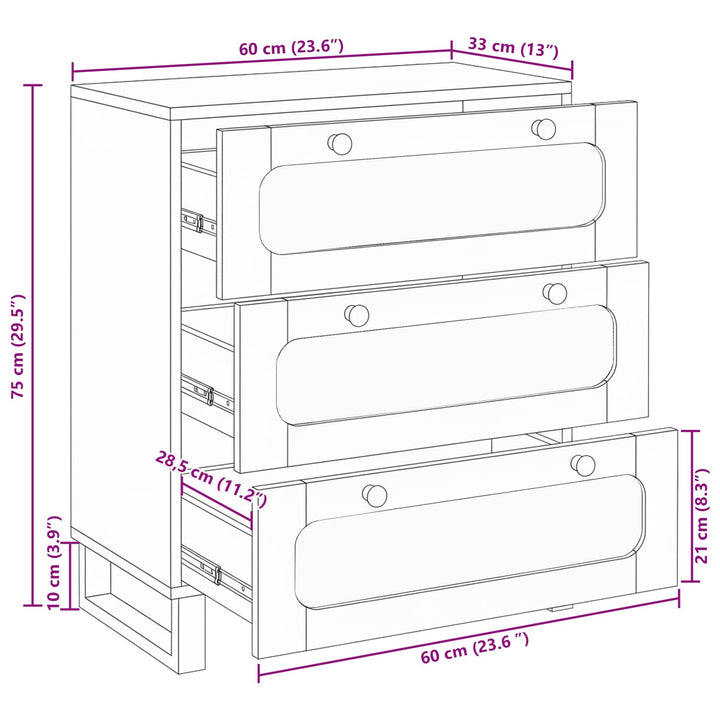Sideboard Brun 60 x 33 x 75 cm Massivt mangotræ