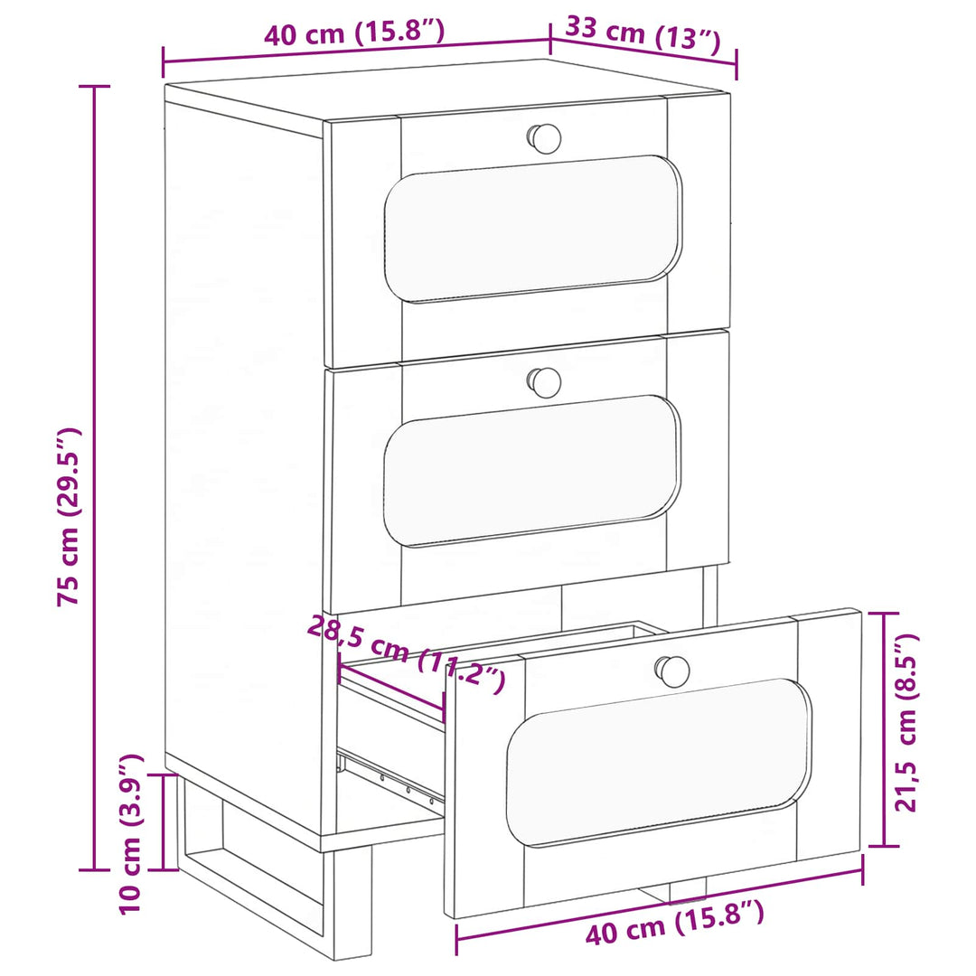 Sideboard med skuffe Brun 40 x 33 x 75 cm Massivt mangotræ