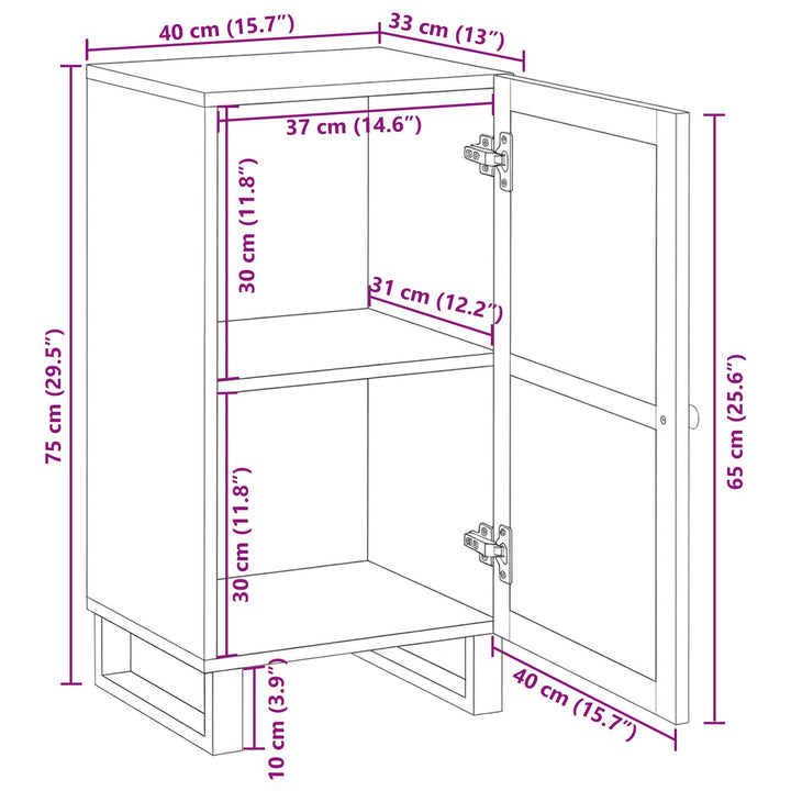 Sideboard med opbevaring Brun 40 x 33 x 75 cm Massivt mangotræ