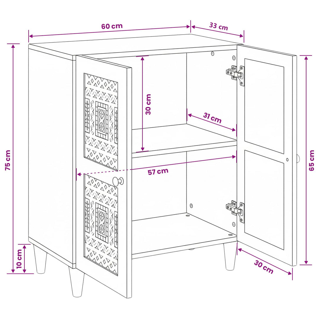 Sideboard Lysebrun 60 x 33 x 75 cm Massivt mangotræ